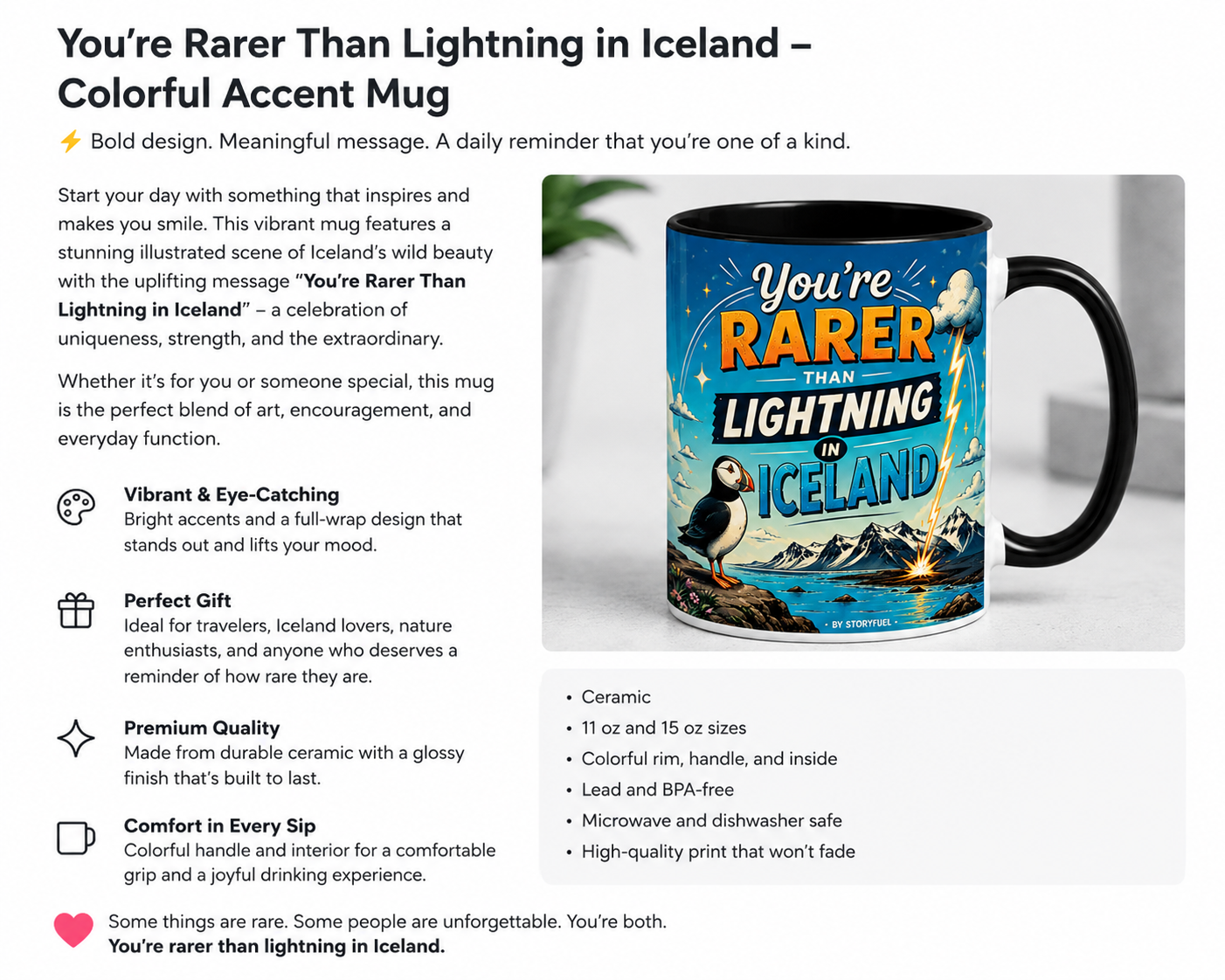You're One of a Kind – Lightning in Iceland Mug