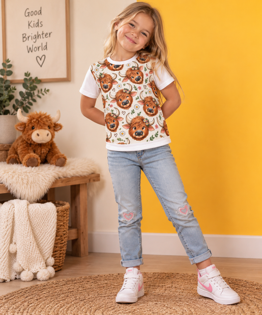 Highland Cow Kids All-Over Print T-Shirt
