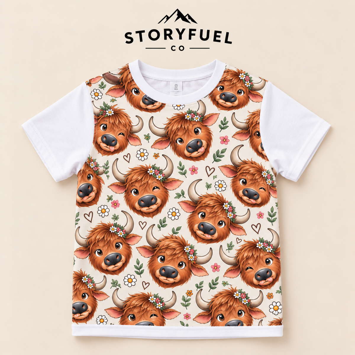Highland Cow Kids All-Over Print T-Shirt