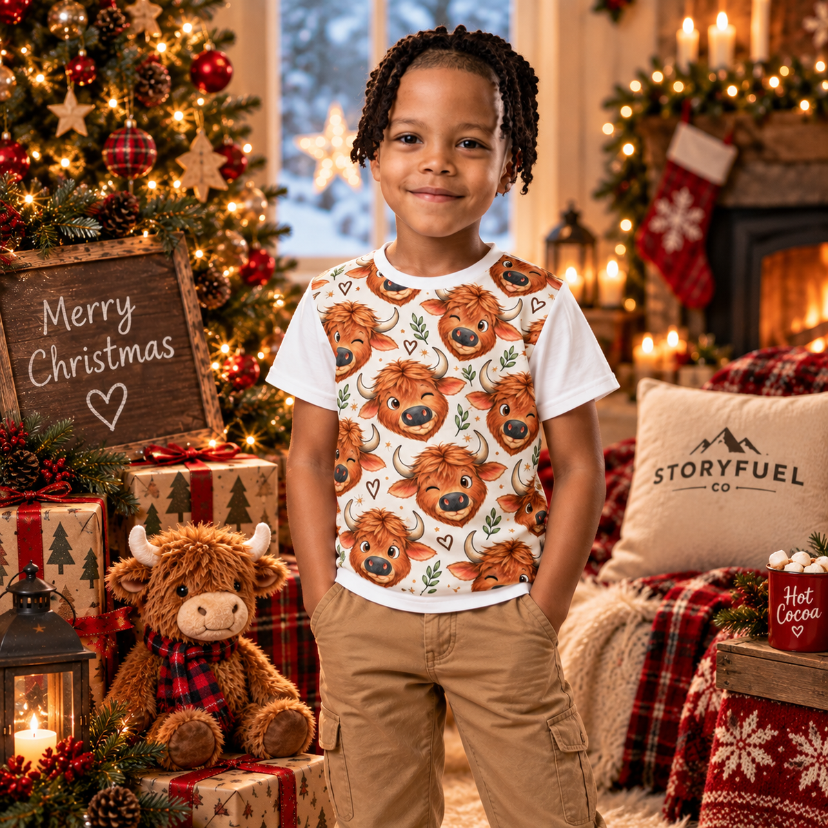 Highland Cow Kids All-Over Print T-Shirt